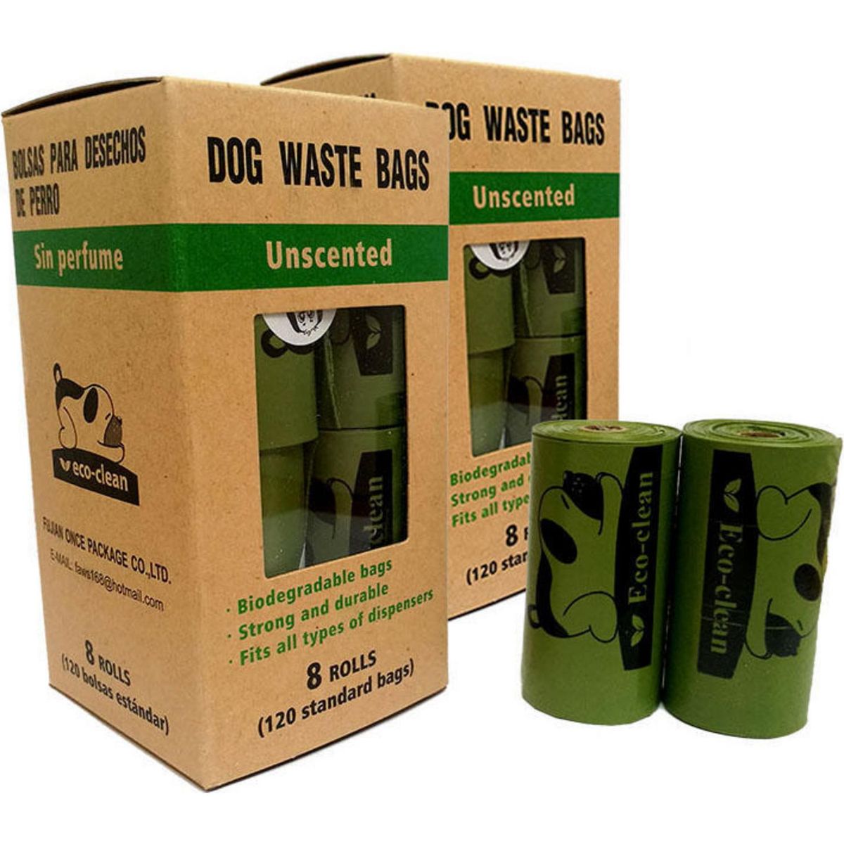 ECO CLEAN - Bolsas sanitarias para perros 8rollos/120uni Biodegradables