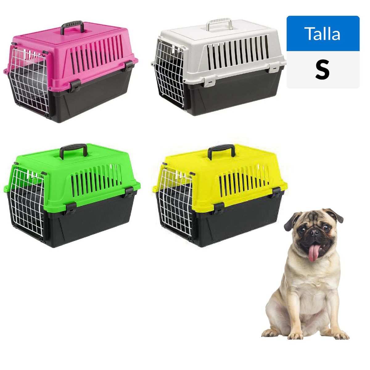 FERPLAST - Jaula de Transporte para Perro 29x32.5x48 cm Gris Beige