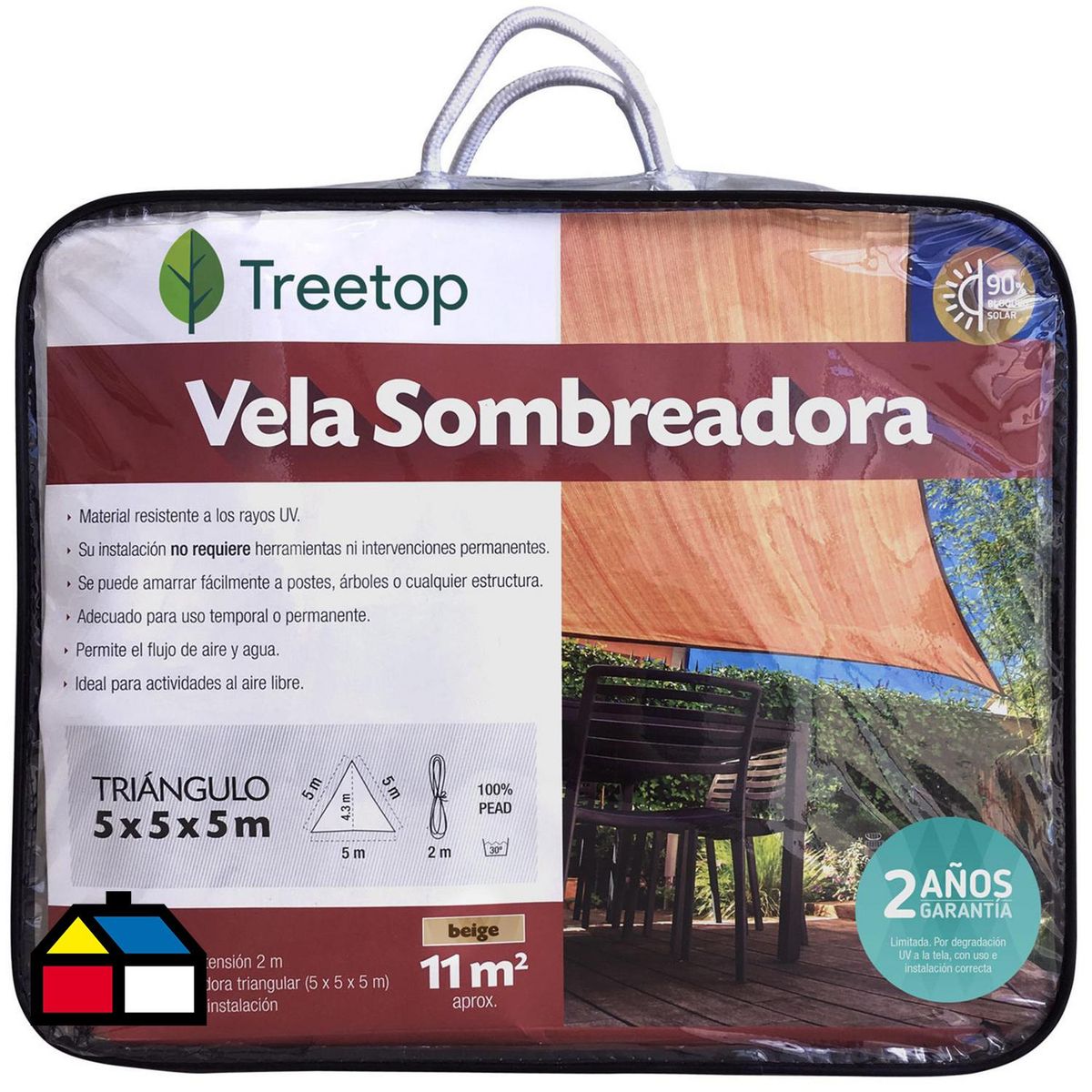 MARIENBERG - Vela Sombreadora Triangular de 5.0 x 5.0 x 5.0 Color Beige