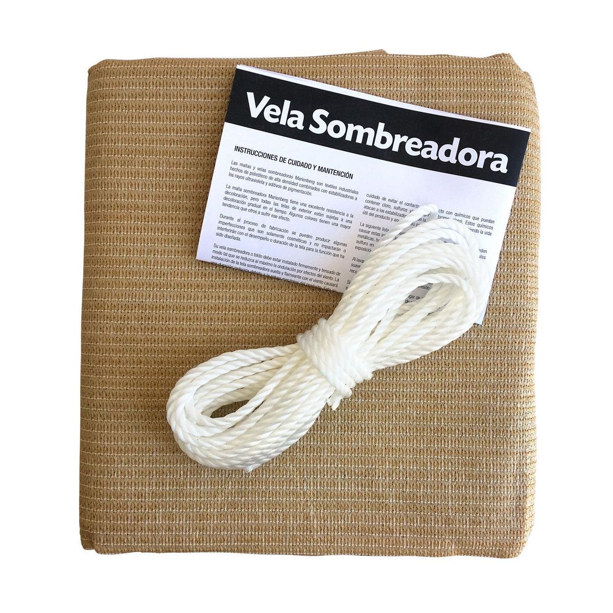 MARIENBERG - Vela Sombreadora Triangular de 3.0 x 3.0 x 4.2 Color Beige