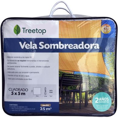 Vela Sombreadora Cuadrada de 5.0 x 5.0 Color Mocha.