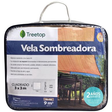 Vela Sombreadora Cuadrada de 3.0 x 3.0 Color Mocha