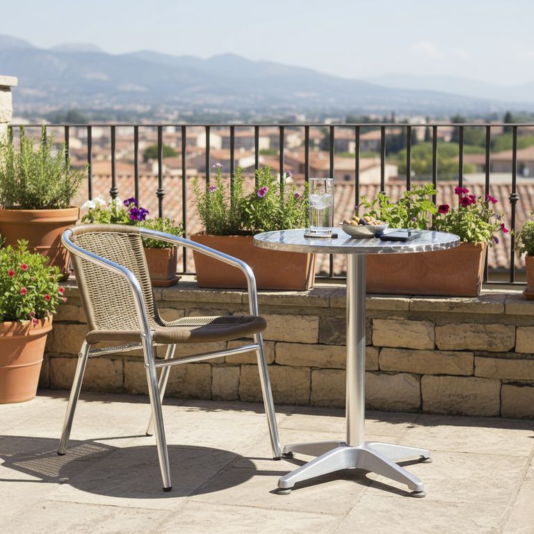 Silla aluminio/ratan pe café