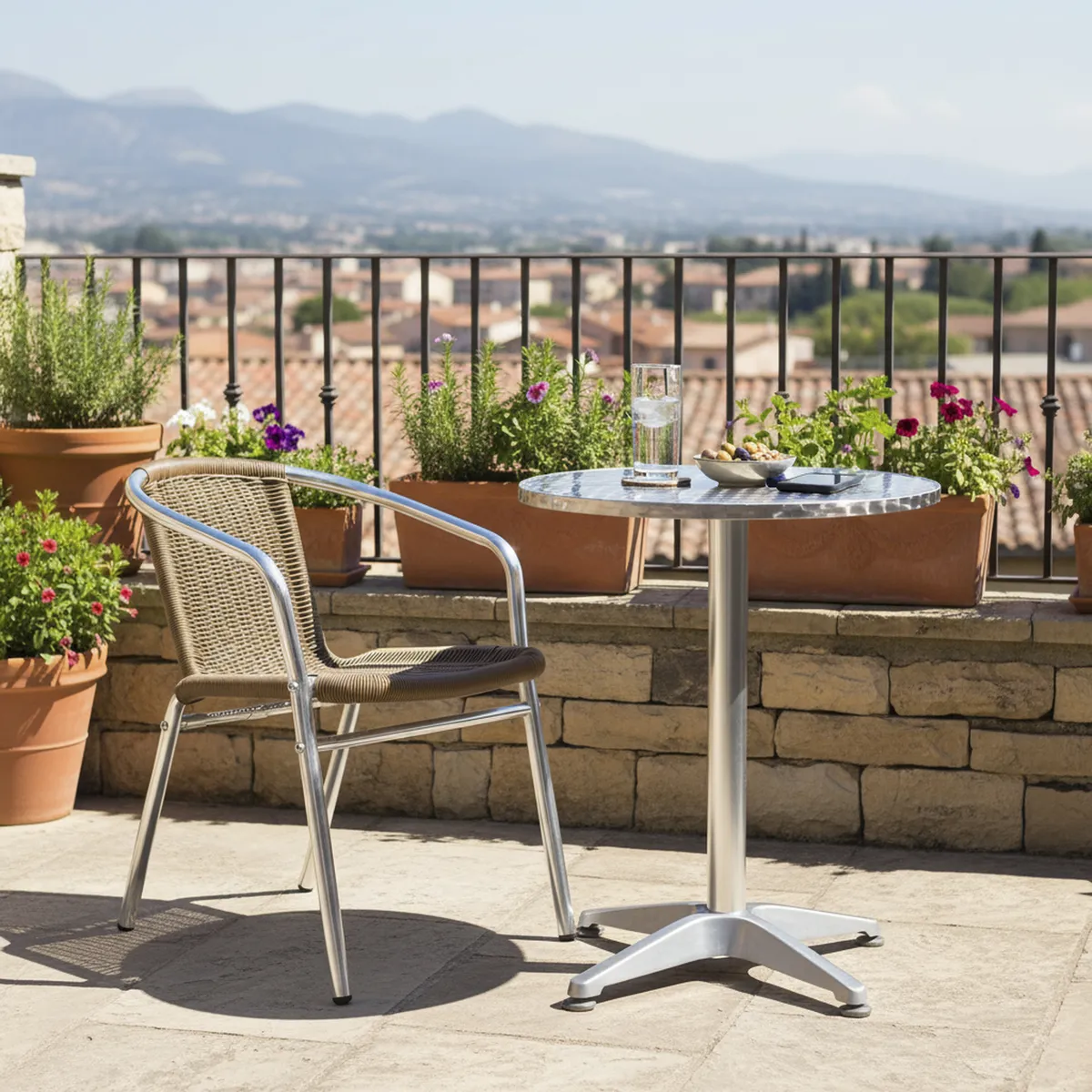JUST HOME COLLECTION - Silla aluminio/ratan pe café