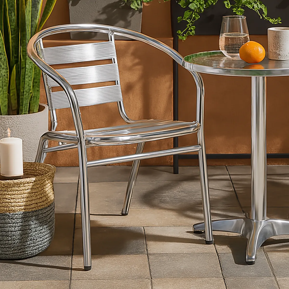 JUST HOME COLLECTION - Silla aluminio slat. Plata