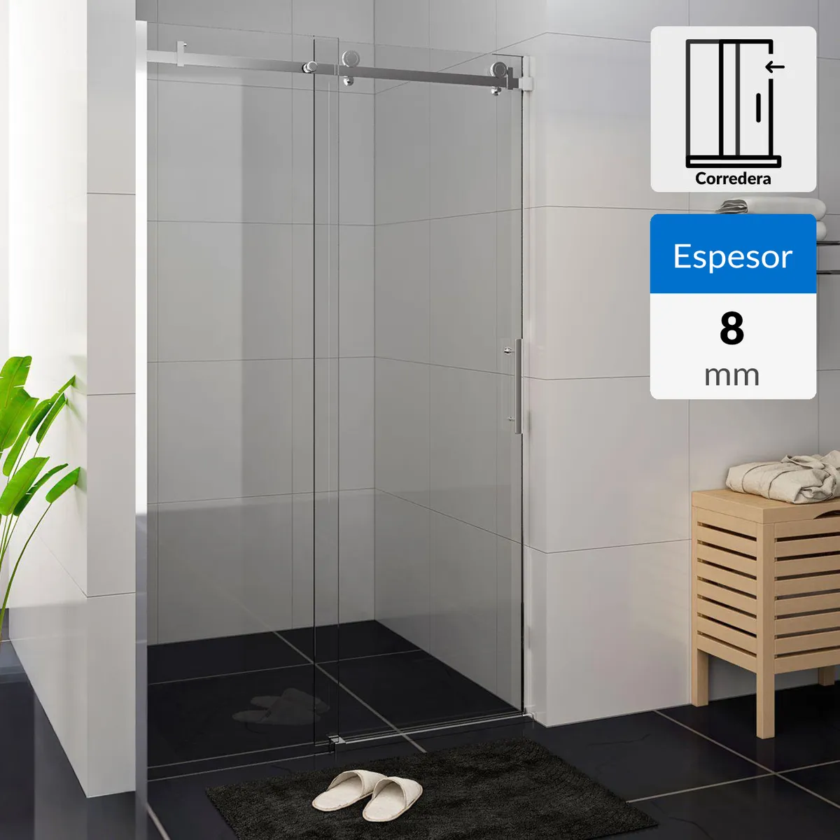 SENSI DACQUA - Mampara de baño deslizable 150x190cm 8mm