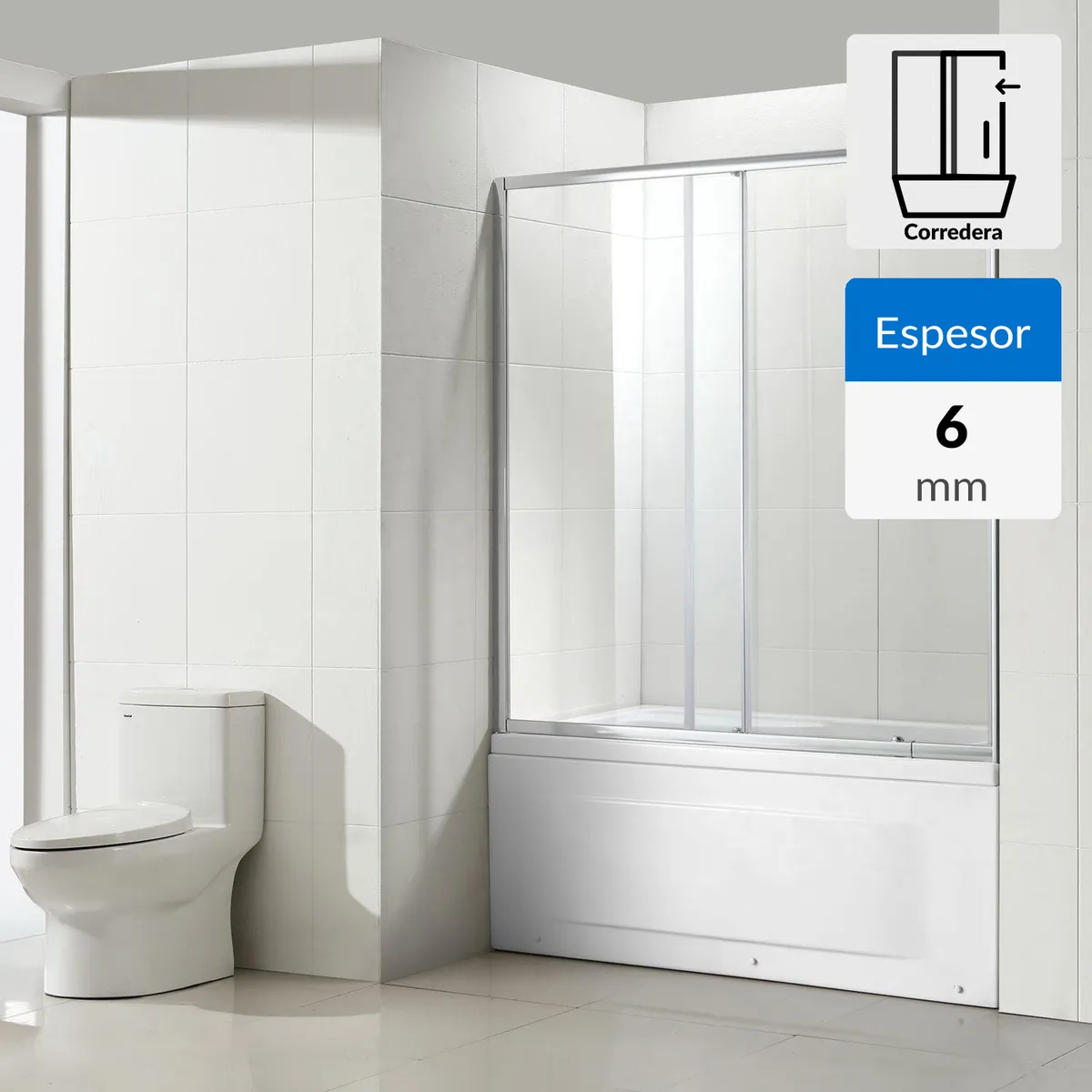 SENSI DACQUA - Mampara ajustable 6mm 135-150x150cm