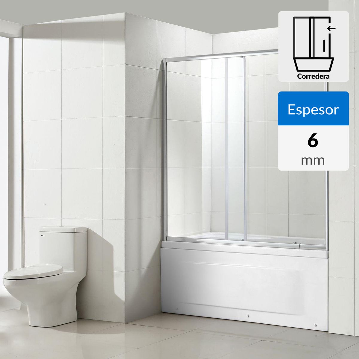 SENSI DACQUA - Mampara ajustable 6mm 120-135x150cm