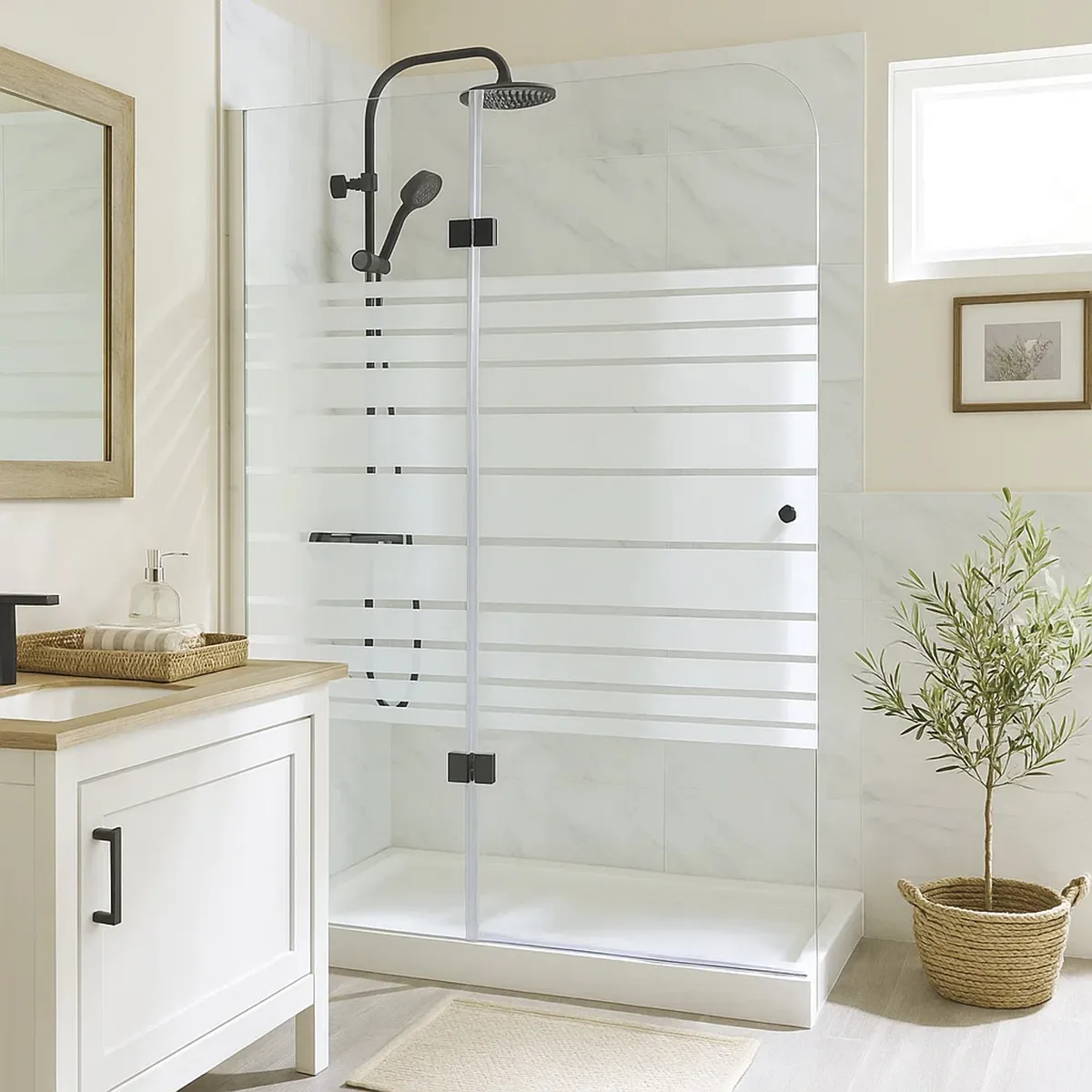 SENSI DACQUA - Mampara baño lineas 2p Rosario 150x120 6mm