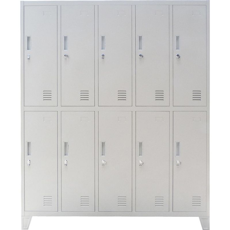 MOVILOCKERS - Locker con Portacandado 10 Puerta(s) 136x170x45 cm Gris Perla
