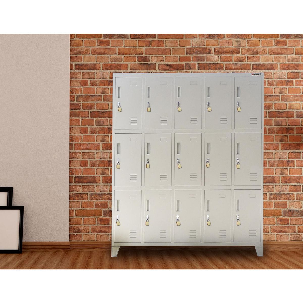 MOVILOCKERS - Locker con Portacandado 15 Puerta(s) 136x170x45 cm Gris Perla