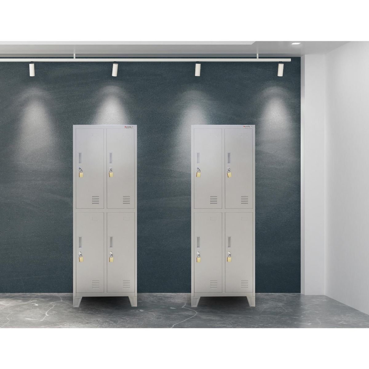 MOVILOCKERS - Locker con Portacandado 4 Puerta(s) 4 Repisa(s) 56xx45 cm Gris Perla