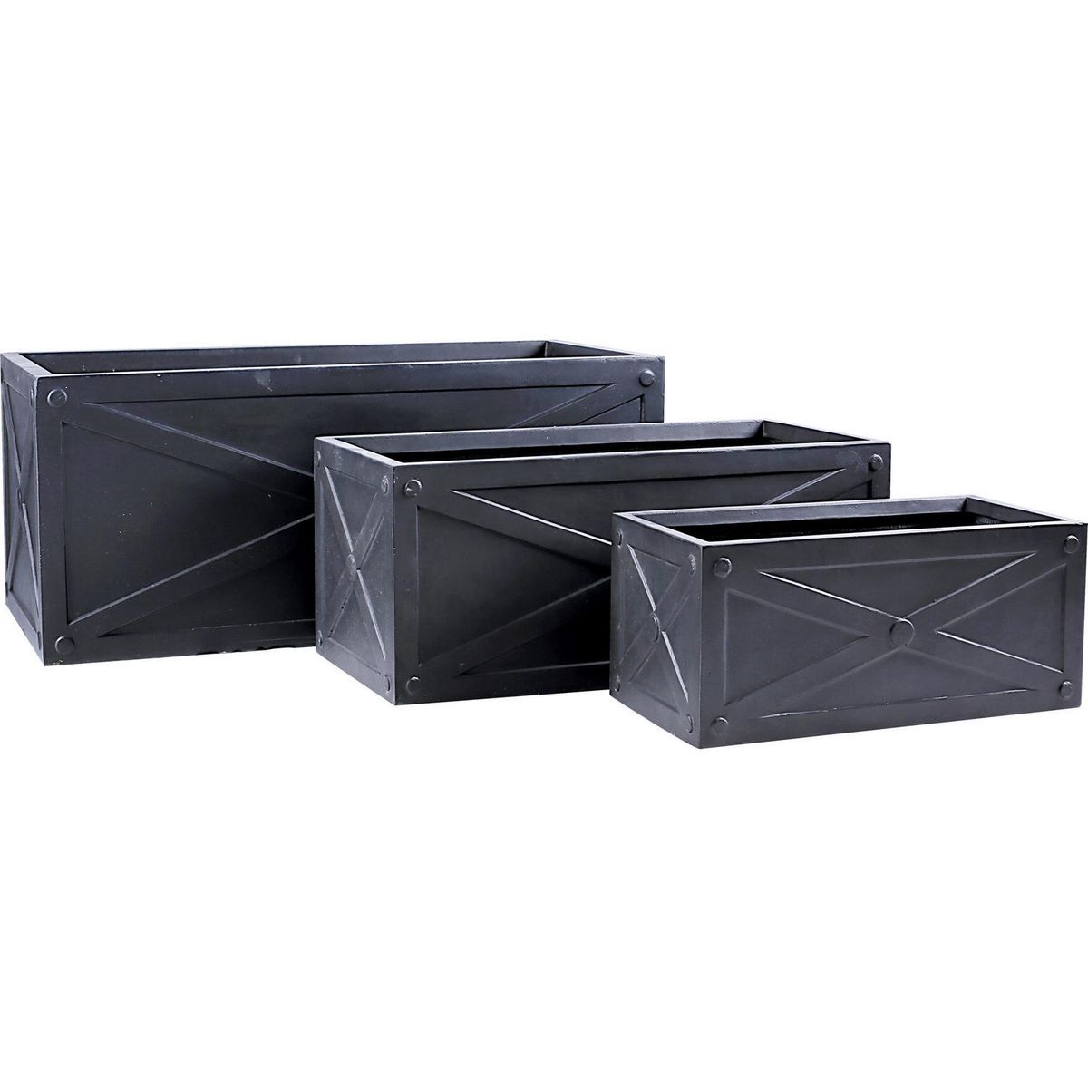 MJP - Jardinera de Fibra de Vidrio 56x25 cm Grafito