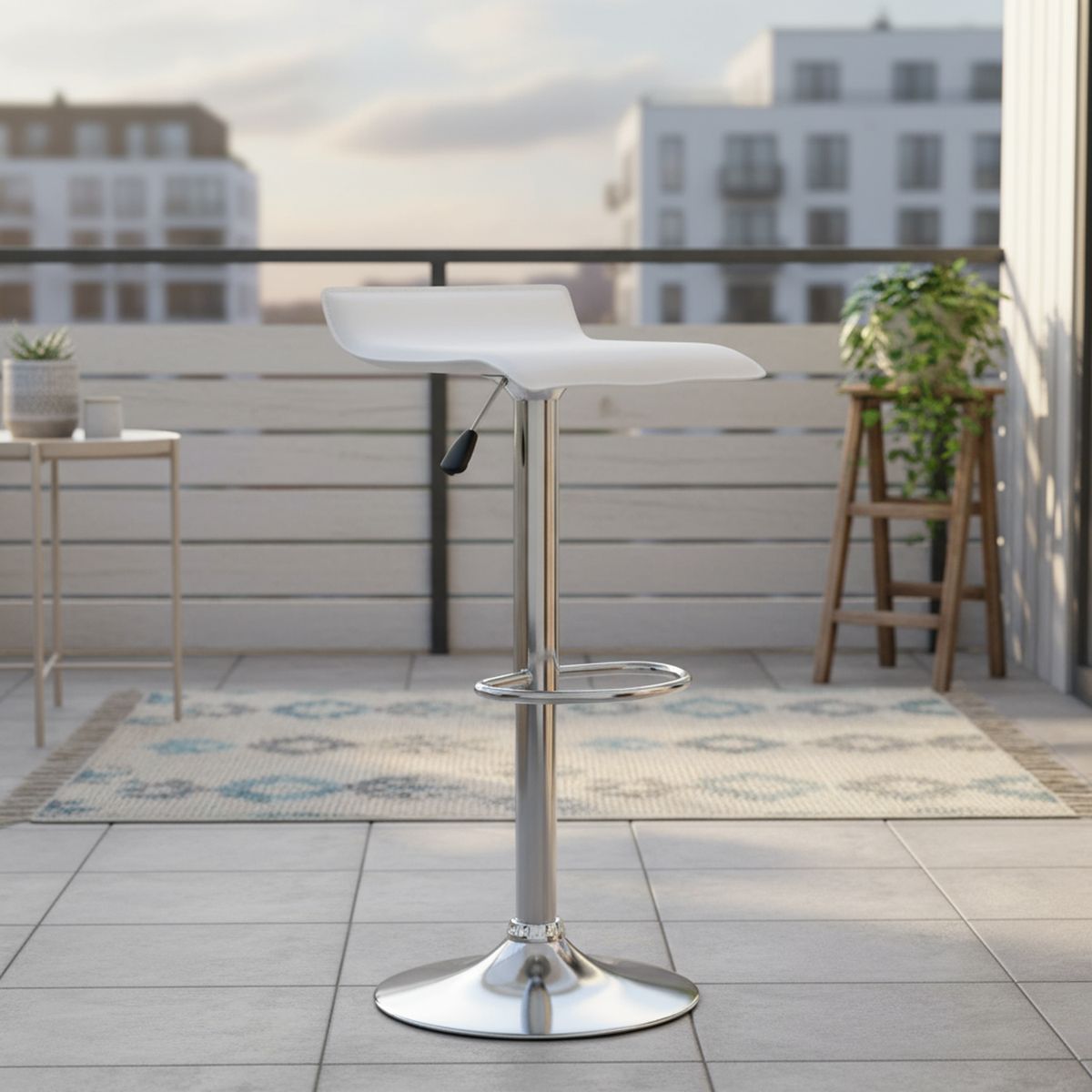 JUST HOME COLLECTION - Silla Bar Enzo Blanco 65.5x38x40.5 cm
