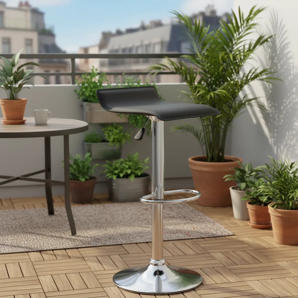 JUST HOME COLLECTION - Silla Bar Enzo Negro 65.5x38x40.5 cm