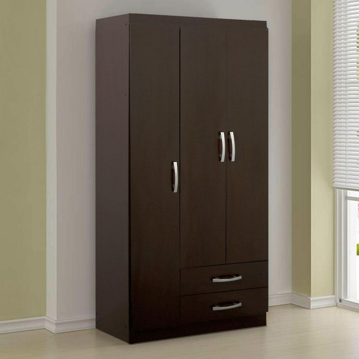 CASA BONITA - Clóset 3 Puerta(s) 2 Cajón(es) 6 Repisa(s) 83x182x47 cm Chocolate