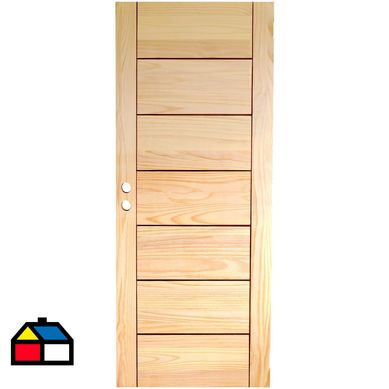 Puerta Exterior Madera pino radiata 75x200 cm 7 Paneles Natural