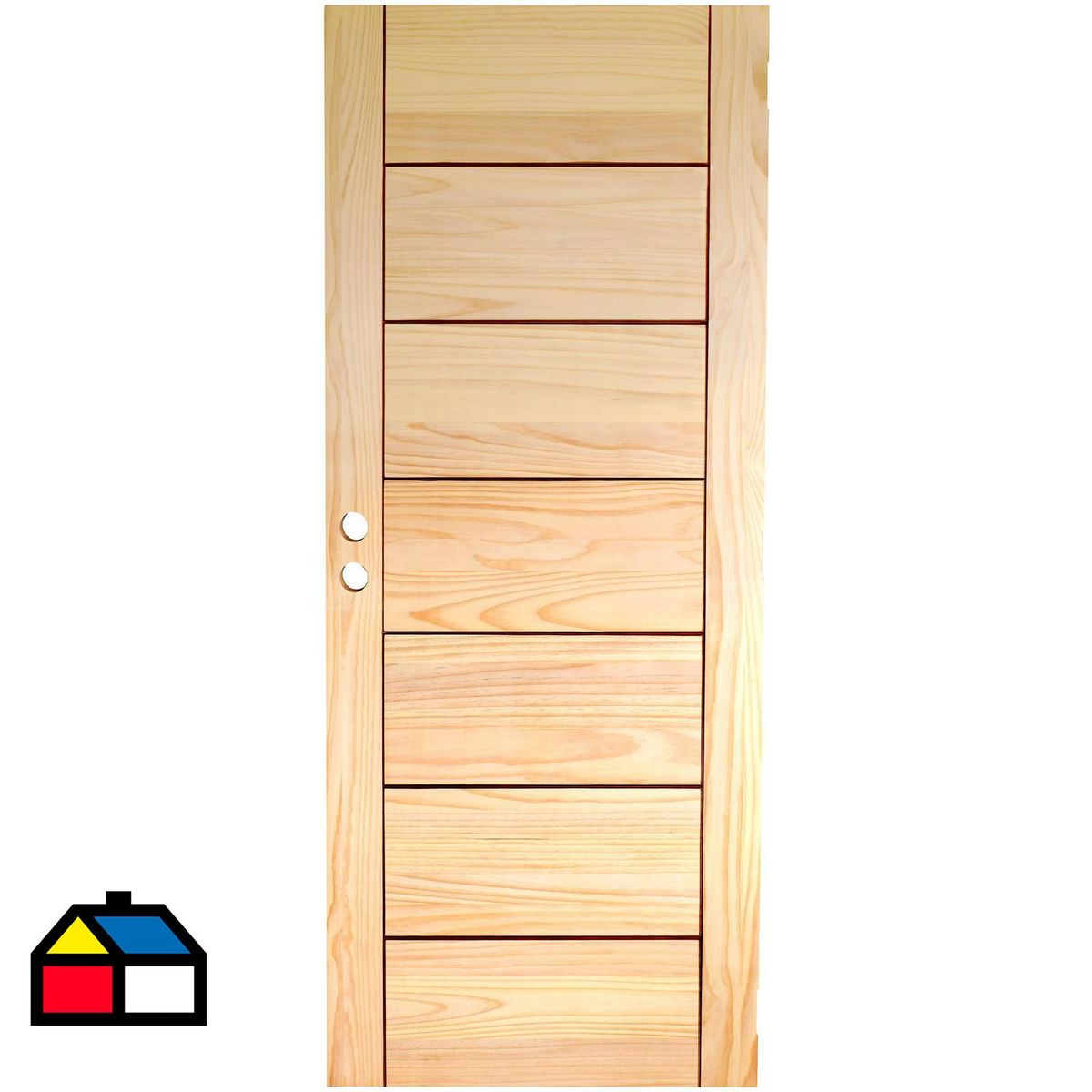 HOLZTEK - Puerta Exterior Madera pino radiata 75x200 cm 7 Paneles Natural