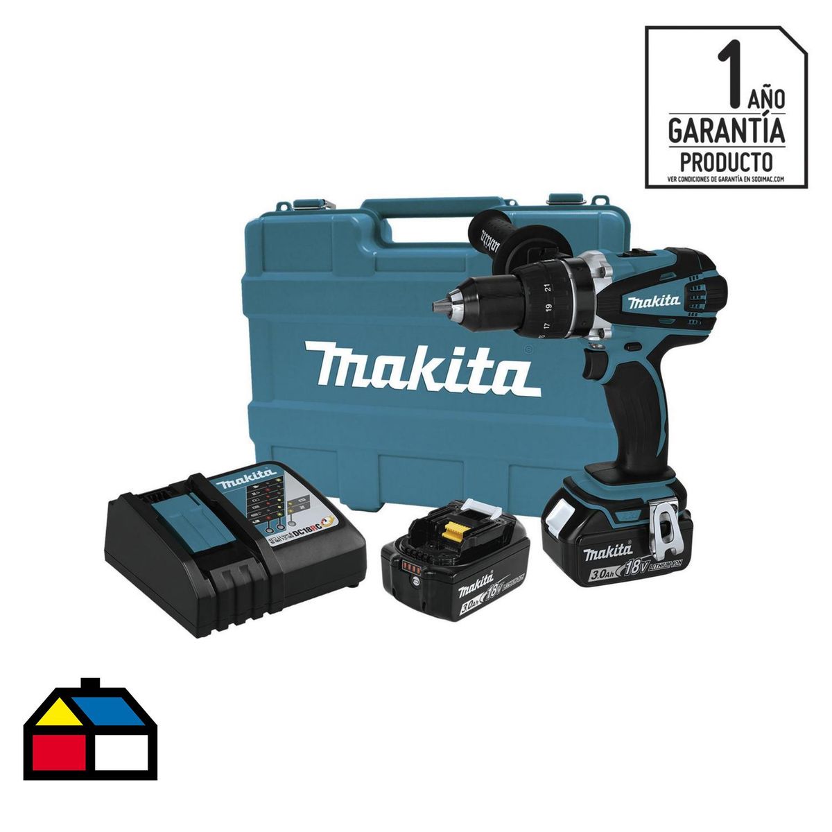 MAKITA - Taladro atornillador inalámbrico 18V + 2 baterías