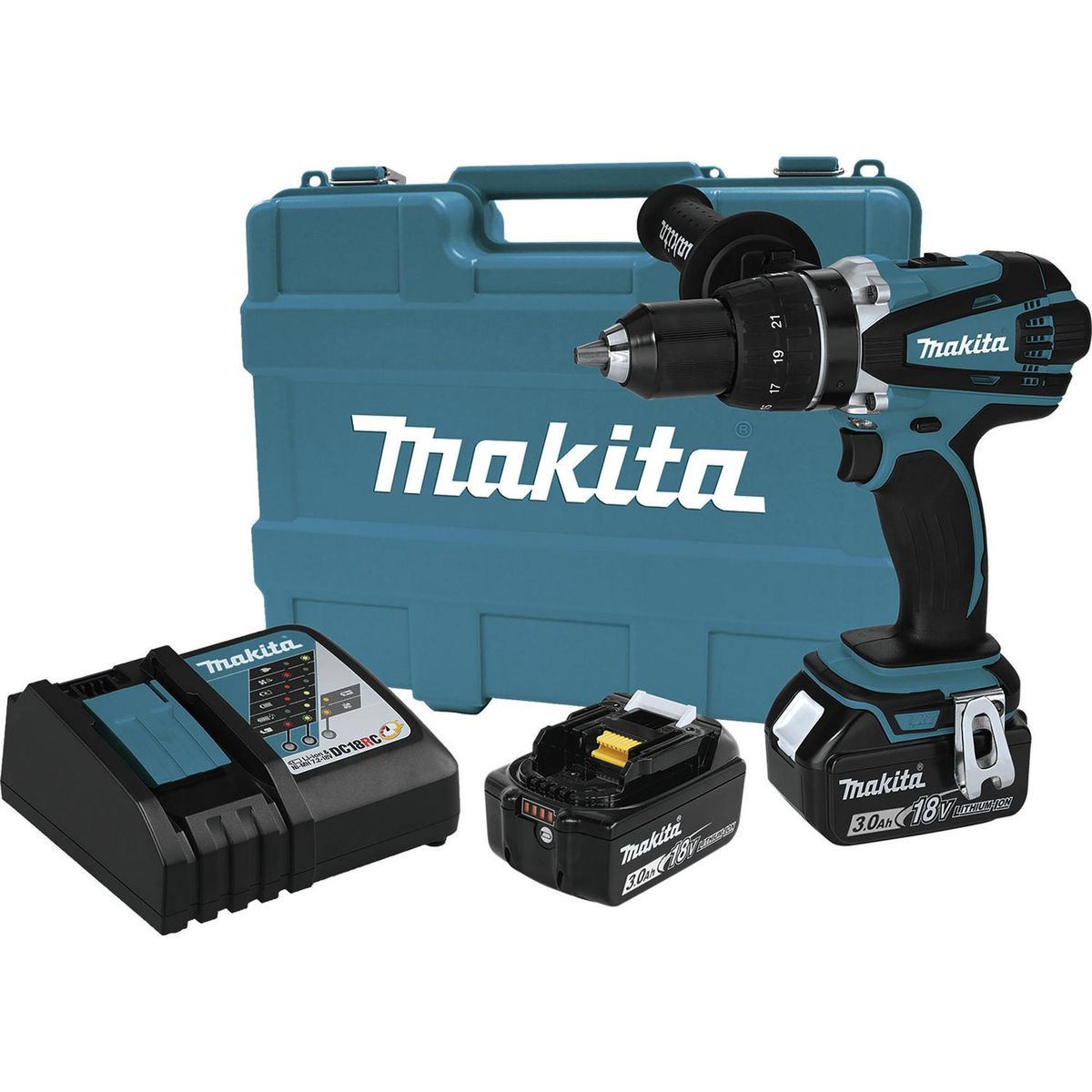MAKITA - Taladro atornillador inalámbrico 18V + 2 baterías