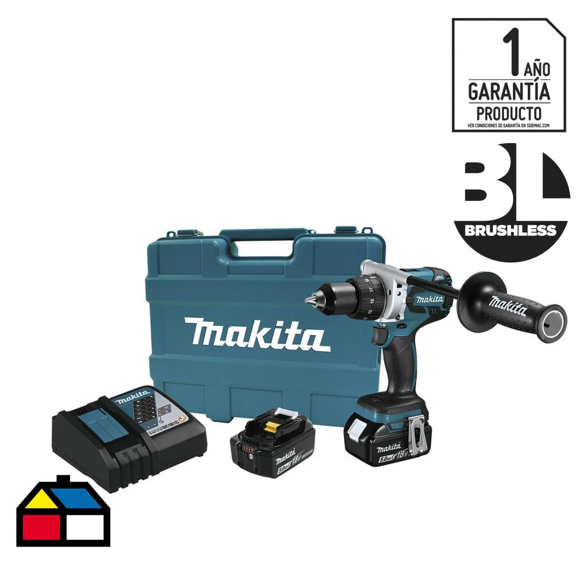 Taladro atornillador inalámbrico 18V + 2 baterías, marca MAKITA - Foto Principal