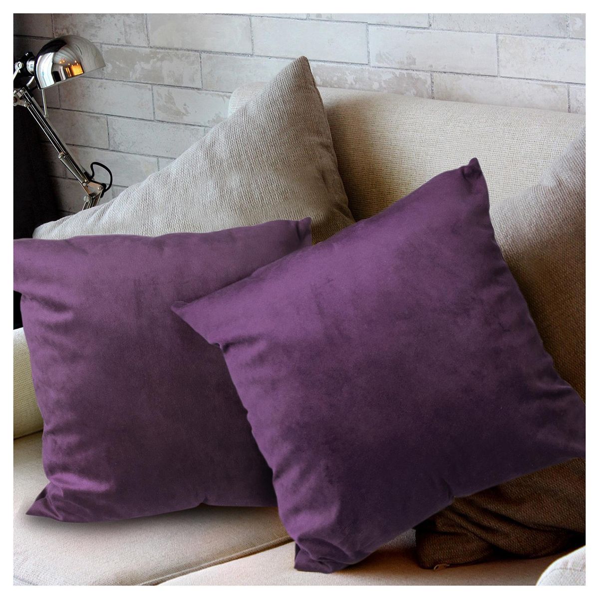 PALERMO - Cojín velvet purpura 40x40cm