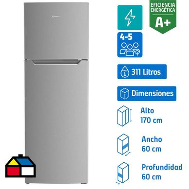 Refrigerador fro directo top mount freezer 313 litros inox
