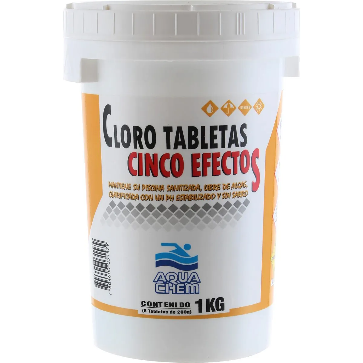 AQUACHEM - Cloro para Piscinas Tableta 1 kg Balde