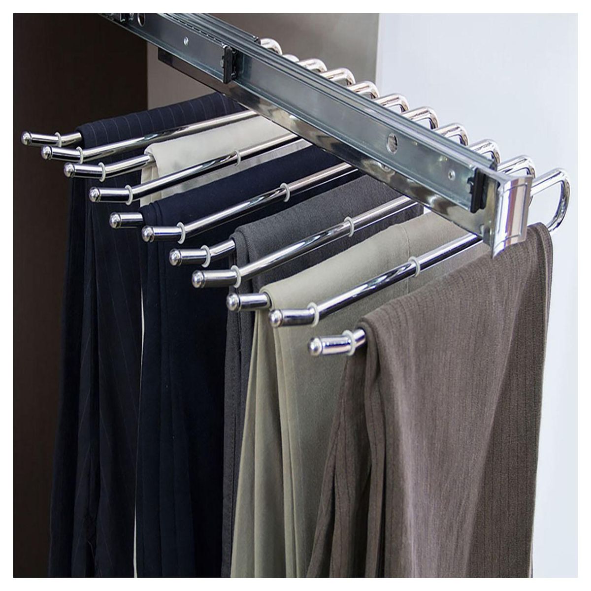 HOMY - Colgador Organizador de Pantalones Metal Plateado