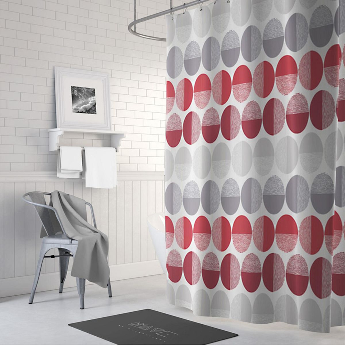 PALERMO - Cortina de baño Circular poliéster 180x180 cm