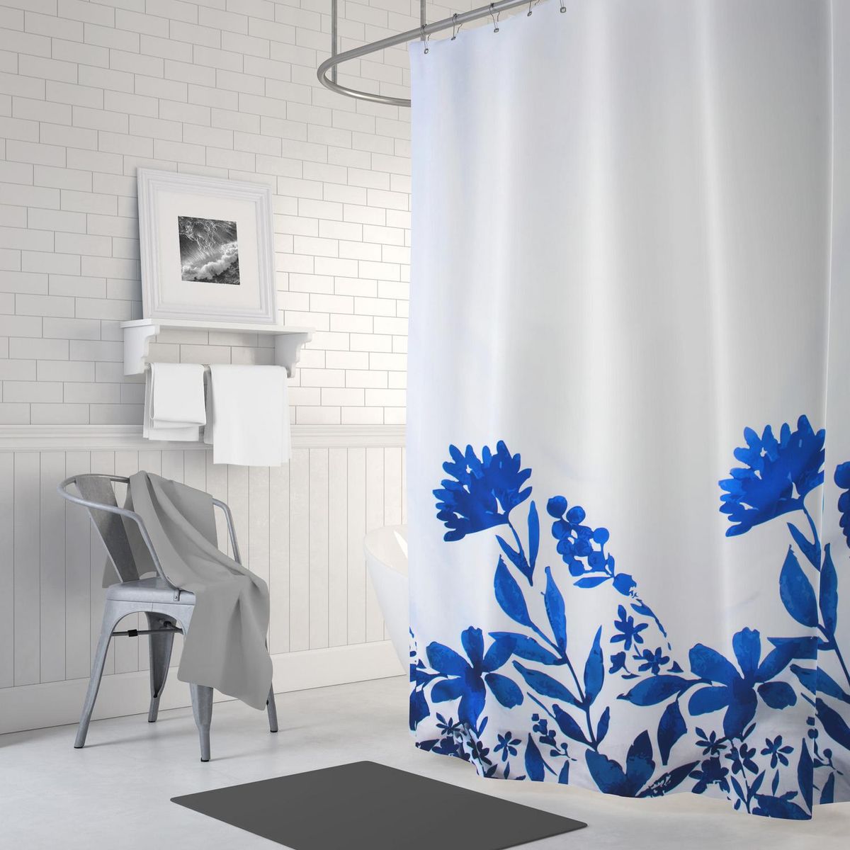 PALERMO - Cortina de baño Floral poliéster 180x180 cm