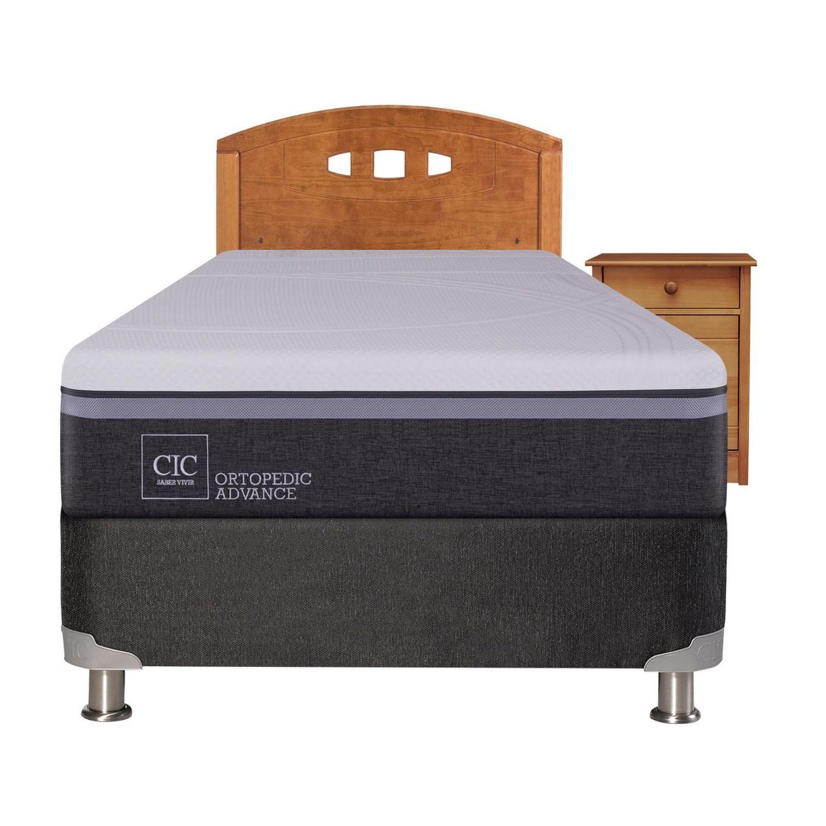 CIC - Box Spring Ortopedic Advance Black 1,5 Plazas + Muebles Gales