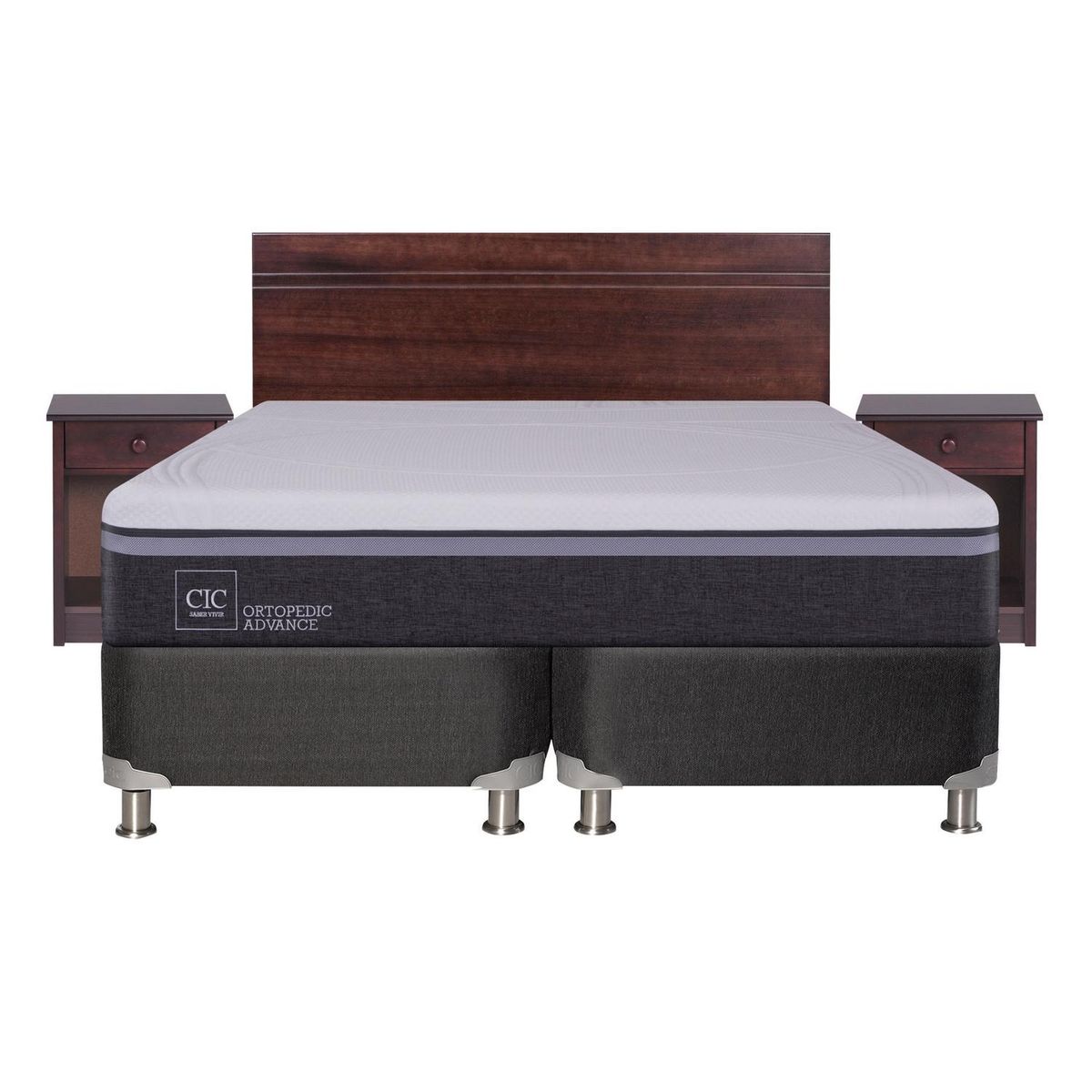 CIC - Box Spring Ortopedic Advance B5 Black 2 Plazas Base Dividida + Muebles Villarrica