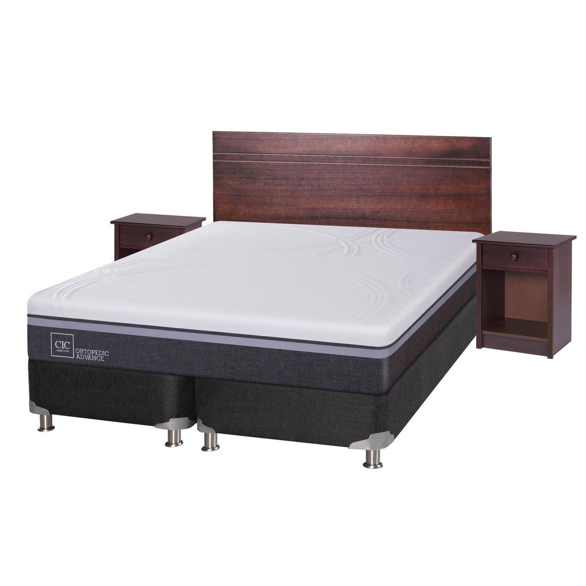 CIC - Box Spring Ortopedic Advance B5 Black 2 Plazas Base Dividida + Muebles Villarrica