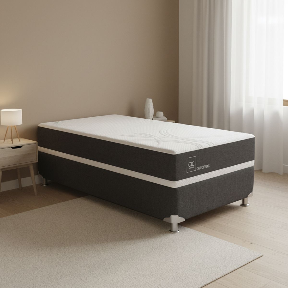 CIC - Box Spring 1.5 plazas Box Spring Ortopedic Gris