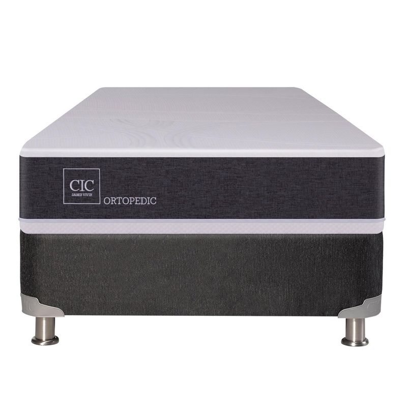 CIC - Box Spring 1 plaza Ortopedic Gris