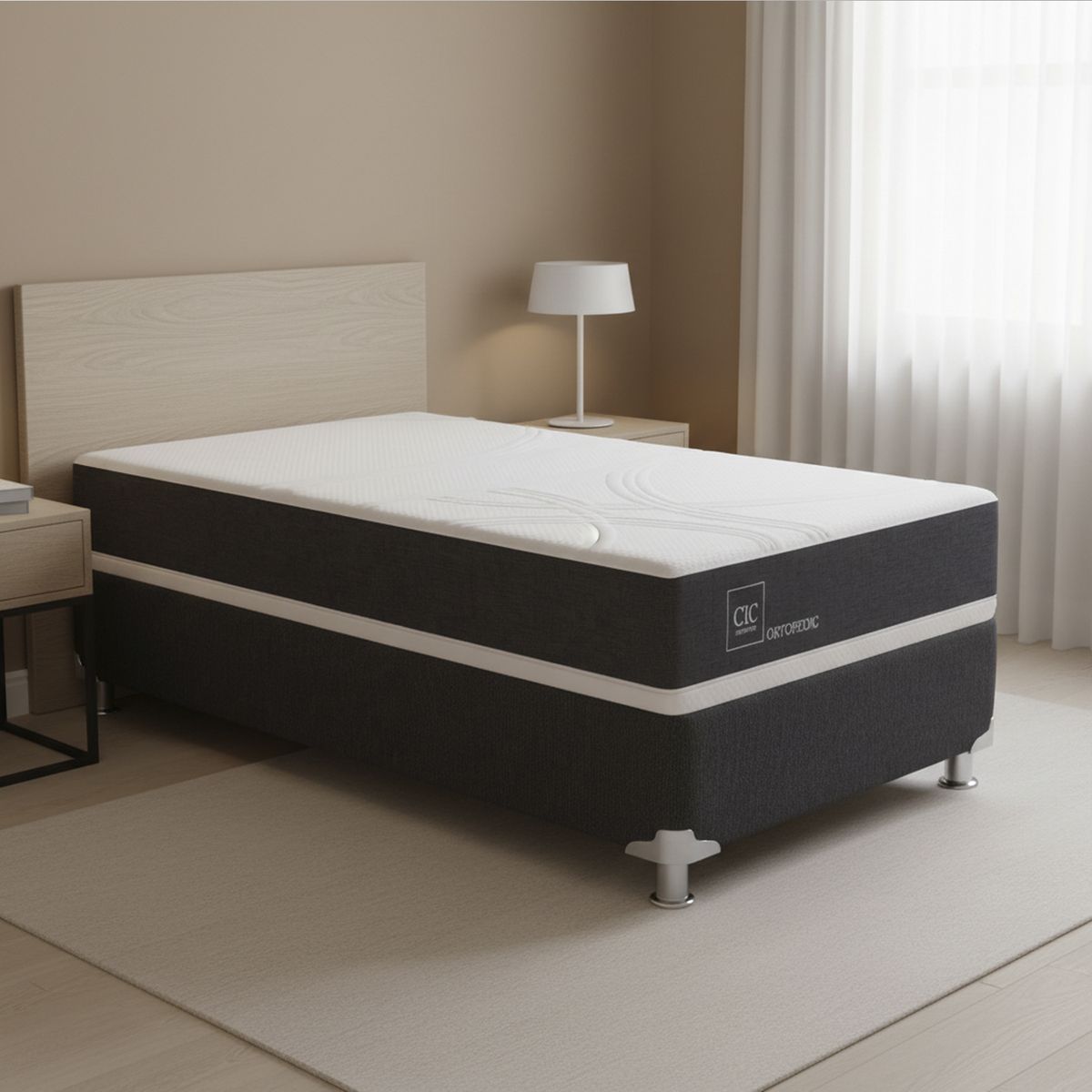 Box Spring 1 plaza Box Spring Ortopedic Gris, marca CIC - Foto Principal
