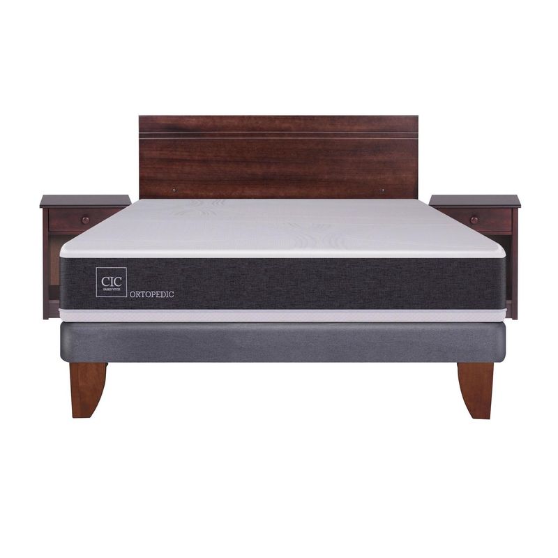 CIC - Cama europea 2 plazas base normal  + muebles villarrica