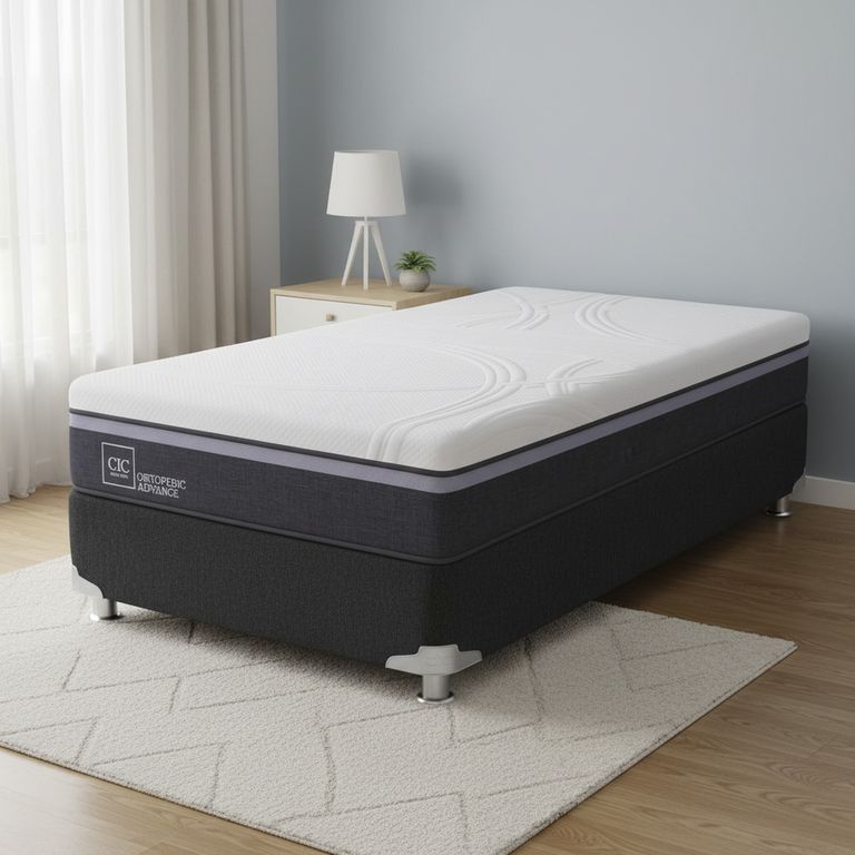 Box Spring 1.5 plazas Box Spring Ortopedic Advance Gris