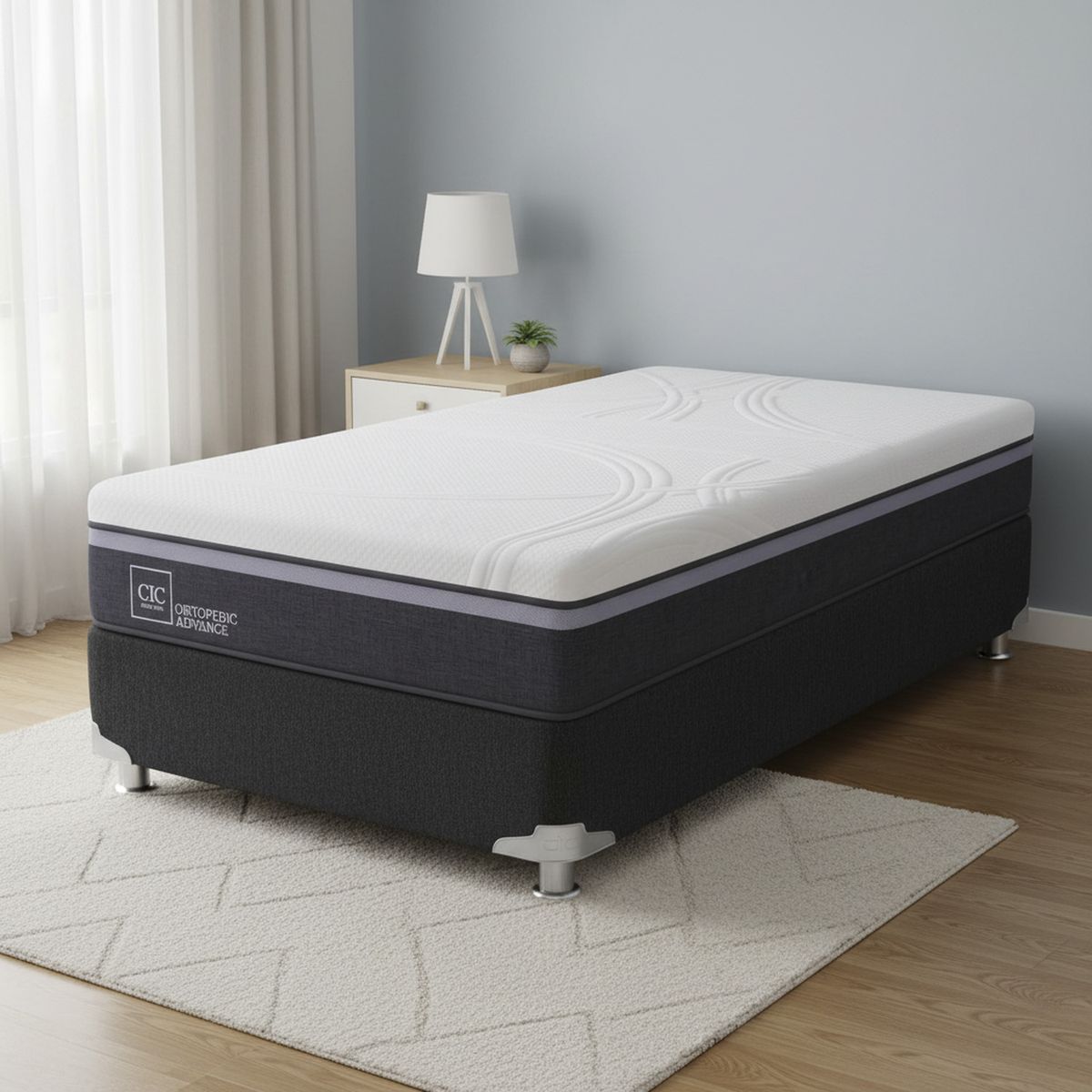 CIC - Box Spring 1.5 plazas Box Spring Ortopedic Advance Gris