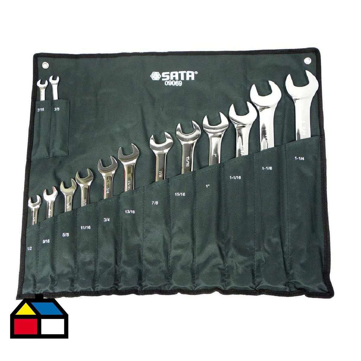 SATA - Juego de llaves combinadas 14 piezas 3/8" a 1-1/4"