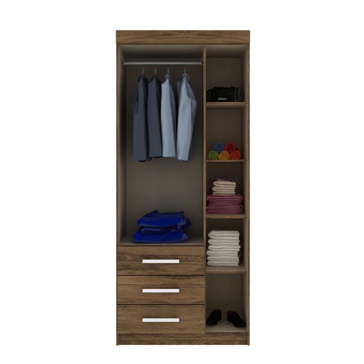 ALTAVISION - Clóset Palmas 3 Puerta(s) 3 Cajón(es) 4 Repisa(s) 81x180x40 cm Cacau