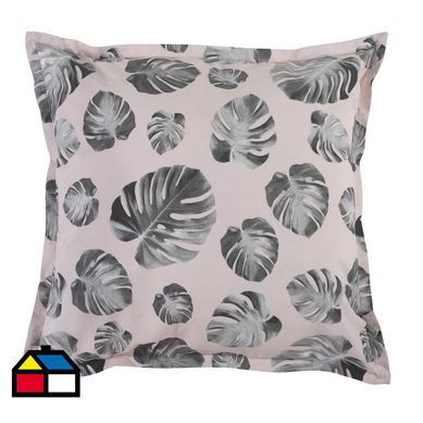 Cojn de piso Monstera deliciosa 90x90 cm rosada