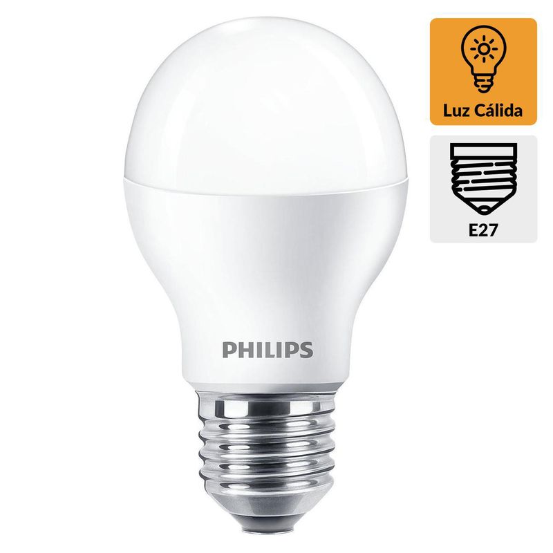 PHILIPS - Ampolleta led bulbo 7,5 W cálida