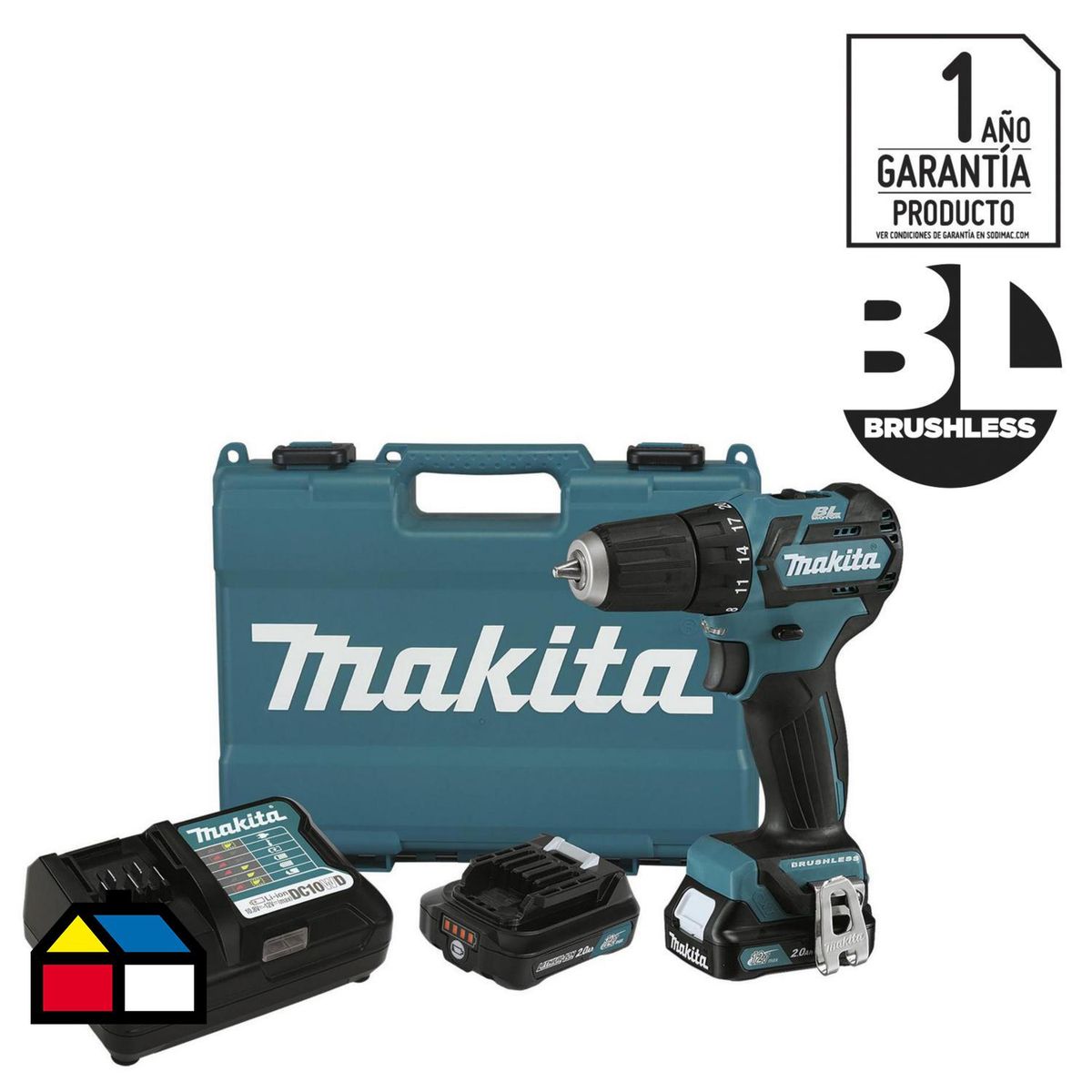 MAKITA - Taladro atornillador inalámbrico 10 mm 12V + 2 baterías
