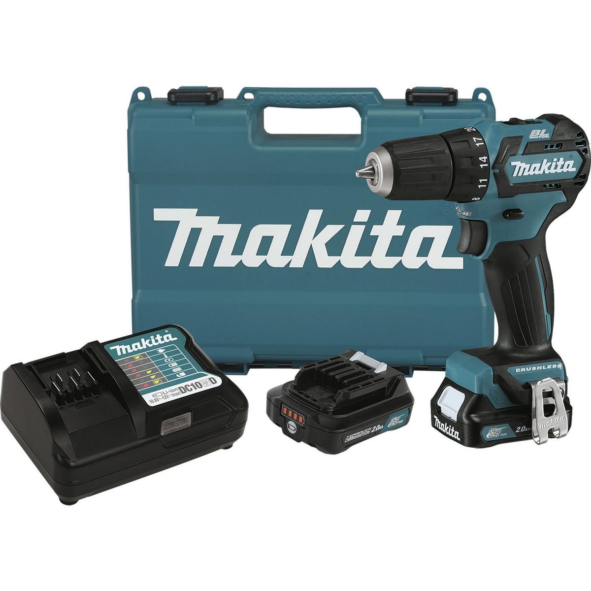 MAKITA - Taladro atornillador inalámbrico 10 mm 12V + 2 baterías