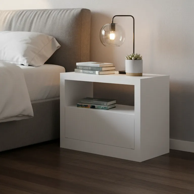 DECOCASA Velador 1 Cajón(es) DDC00010 67x58x45 cm Blanco