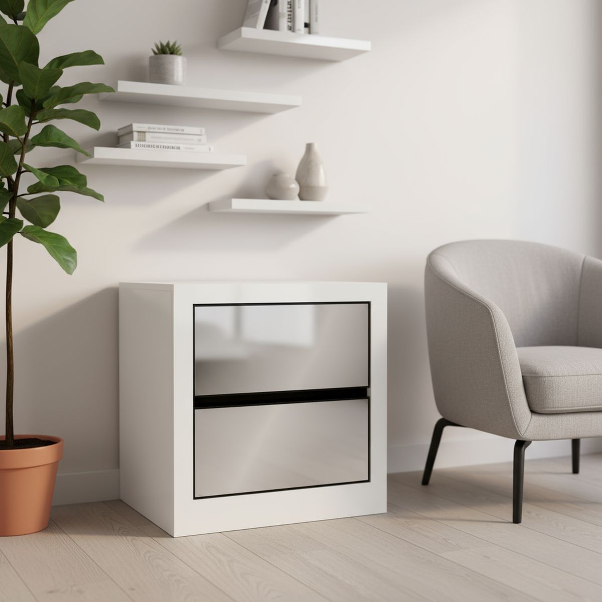DECOCASA - Velador 2 Cajón(es) DDC00005 54x58x45 cm Blanco