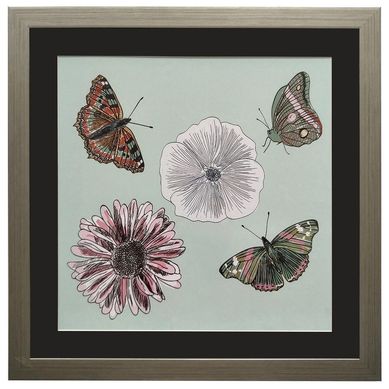 Cuadro Mariposas Flores 50x50 cm