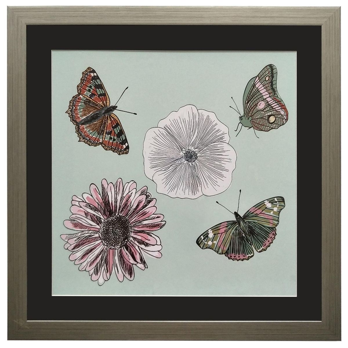 RONDA - Cuadro Mariposas Flores 50x50 cm